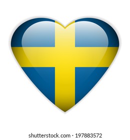 Sweden flag button on a white background. Vector illustration.