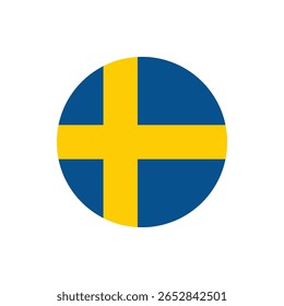 Sweden Flag Button. Swedish flag icon. Sweden flag badge Vector for independence day celebration Png on transparent background.