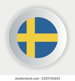 Bandera de Suecia en forma de círculo. colores y proporciones oficiales correctamente. Ilustración vectorial. 10.