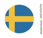 Sweden flag. Sweden circle flag. Standard color. Round national flag. Digital illustration. Computer illustration. Vector illustration.
