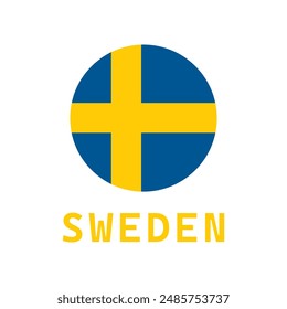 Sweden flag. Sweden circle flag. Standard color. Round national flag. Digital illustration. Computer illustration. Vector illustration.