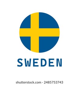 Sweden flag. Sweden circle flag. Standard color. Round national flag. Digital illustration. Computer illustration. Vector illustration.