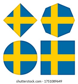 sweden flag collection vector icon set