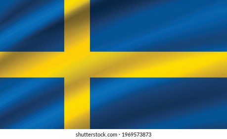 sweden flag design vector wavy flag vector 