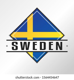 Sweden Flag Emblem. Vector Design National. Illustration Country Symbol.