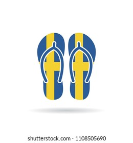 Sweden flag flip flop sandals icon on a white background.