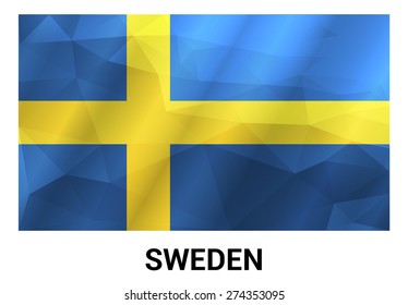 Sweden Flag, geometric polygonal shapes. Vector illustration.