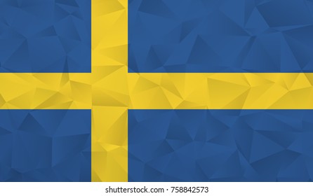 Sweden flag - geometric rumpled triangular low poly style gradient graphic, polygonal design for your. Vector illustration eps 10.