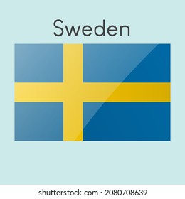 Sweden Flag Glossy icon Vector illustration. Simple isolated symbol, eps 10.