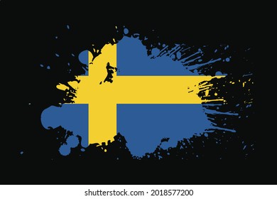 Sweden Flag With Grunge Effect Design. It will be used t-shirt graphics, print, poster and Background.