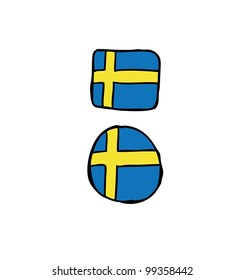 sweden flag hand drawn - vector illustration