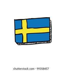 sweden flag hand drawn - vector illustration