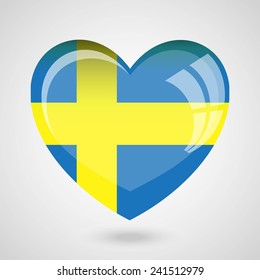 Sweden Flag Heart Glossy Button