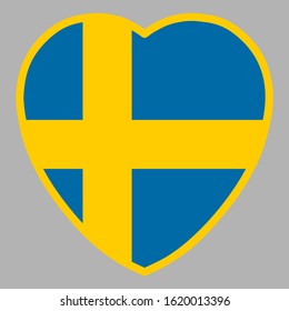 Sweden Flag In Heart Shape Vector illustration eps 10