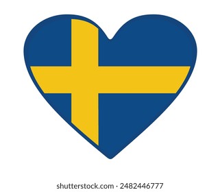 Sweden flag heart shaped. vector