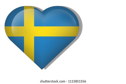 The Sweden flag in the heart sign. ( vector )