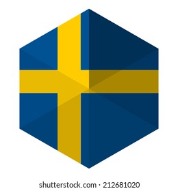 Sweden Flag Hexagon Flat Icon Button