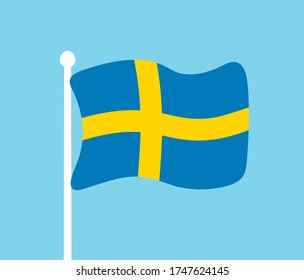 Sweden flag icon cartoon flat vector