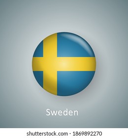 Sweden flag icon circle 3d gradient isolated