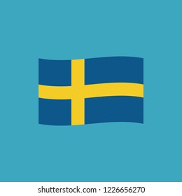 Sweden flag icon in flat design. Independence day or National day holiday concept.