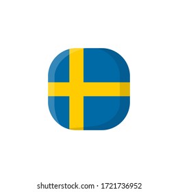 Sweden Flag Icon , National Flag Square Symbol .