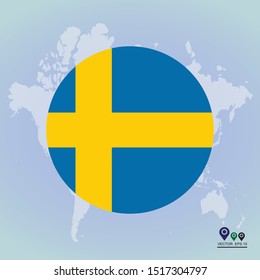 Sweden flag icon, Round sweden flag icon, Round sweden flag vector icon isolated, sweden flag button.