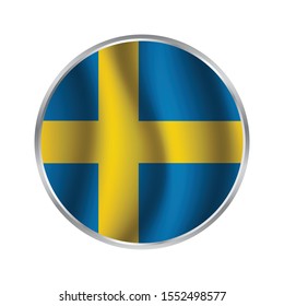 Sweden flag icon, Round sweden flag icon, Round sweden flag vector icon isolated, sweden flag button.