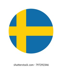 Sweden flag icon, Round sweden flag icon, Round sweden flag vector icon isolated, sweden flag button.