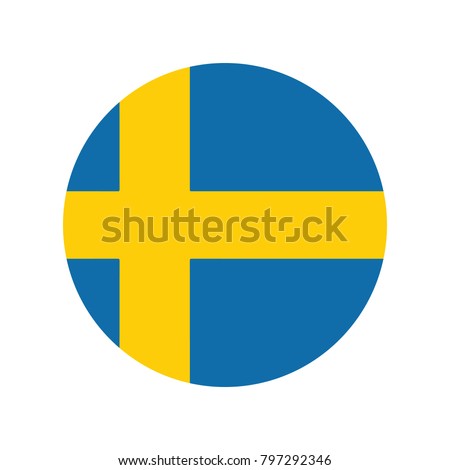 Sweden flag icon, Round sweden flag icon, Round sweden flag vector icon isolated, sweden flag button.