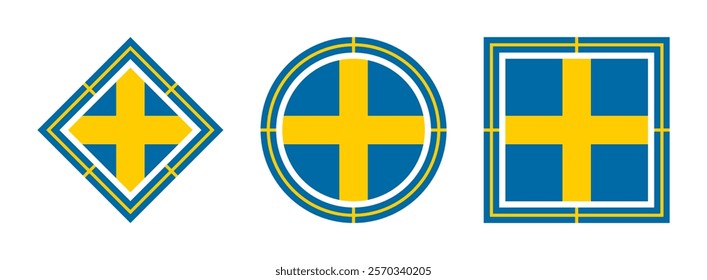 sweden flag icon set. vector illustration isolated on white background