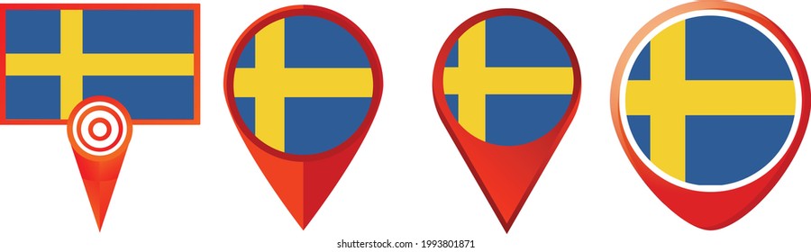 Schweden Flaggensymbol . Web-Icon-Set . Symbolsammlung. Einfache Vektorgrafik.