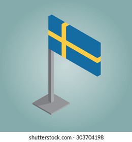  sweden flag isometric style