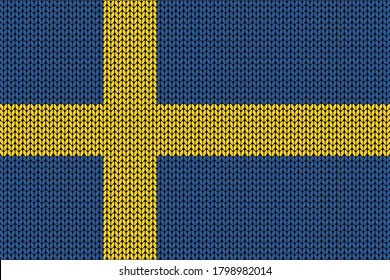 Sweden Flag In Knitting Pattern For The Winter Season