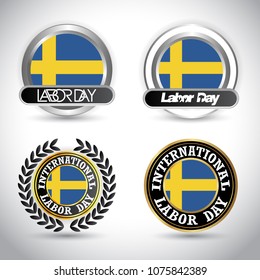 Sweden Flag with labour day design vector 