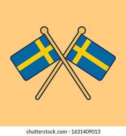 Sweden Flag Line Icon, sweden flag.