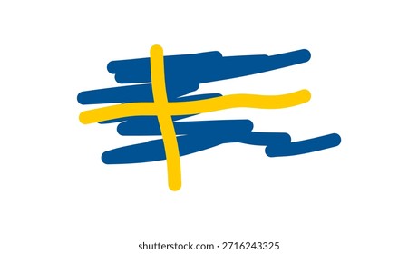 Logotipo de la línea de la bandera de Suecia, ilustración simple plana