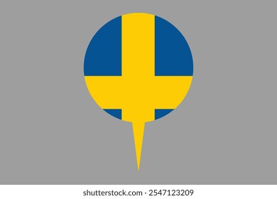 Sweden flag with location sign, Flag of Sweden national country symbol illustration Vector, Rectangle Sweden flag illustration, Flat vector illustration
