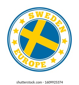 Sweden flag logo in a round vector illustration.