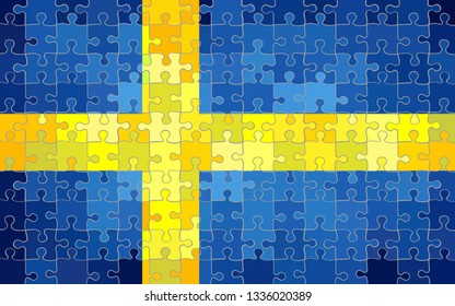 Sweden flag made of puzzle background - Illustration