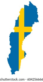 Sweden Flag Map Stock Vector (Royalty Free) 604256666 | Shutterstock