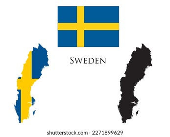 sweden Flag and map illustration vector 