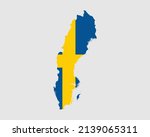 Sweden Flag Map. Map of the Kingdom of Sweden with the Swedish country banner. Vector Illustration