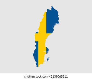 Sweden Flag Map. Map of the Kingdom of Sweden with the Swedish country banner. Vector Illustration svg