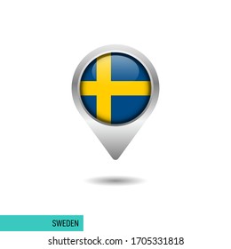 Plantilla de diseño vectorial del pin de la bandera de Suecia