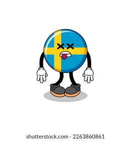 sweden flag mascot illustration is dead , character design
