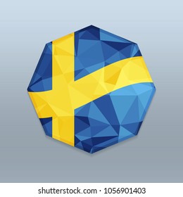 Sweden Flag with Octagone design vector 