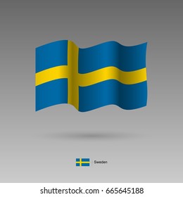 Sweden flag. Official colors and proportion correctly. High detailed vector illustration. 3d and isometry. EPS10