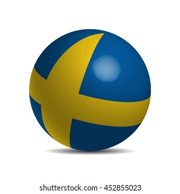 Sweden flag on a 3d ball with shadow