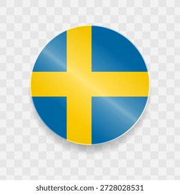 Schweden Flagge auf Knopf glänzendes Glas