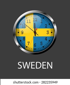 Sweden flag on clock face - vector icon